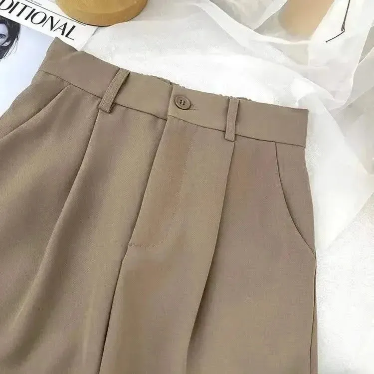 Fall Spring Black Suit Harem Pants for Women