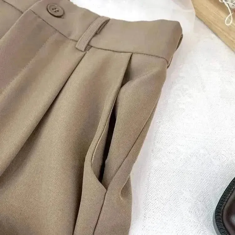 Fall Spring Black Suit Harem Pants for Women