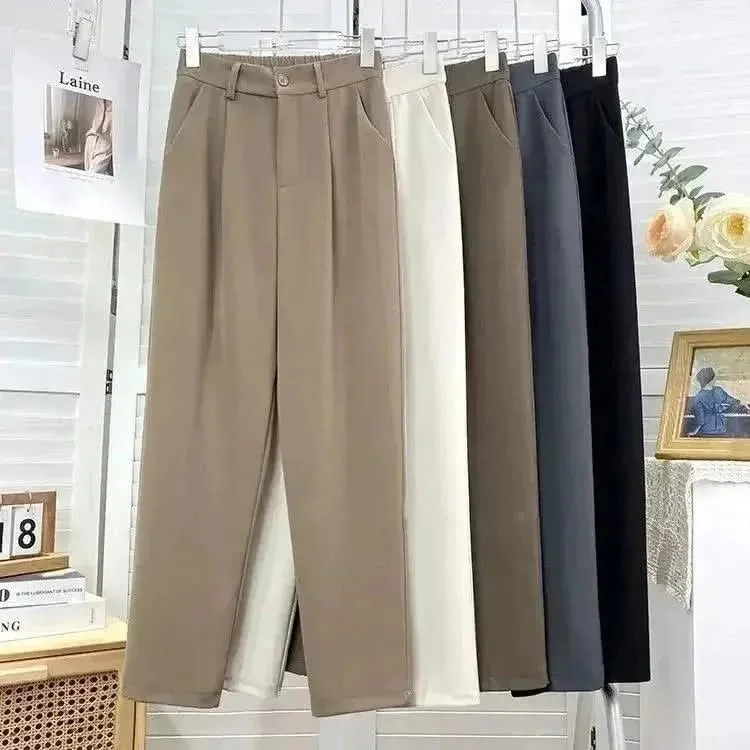 Fall Spring Black Suit Harem Pants for Women