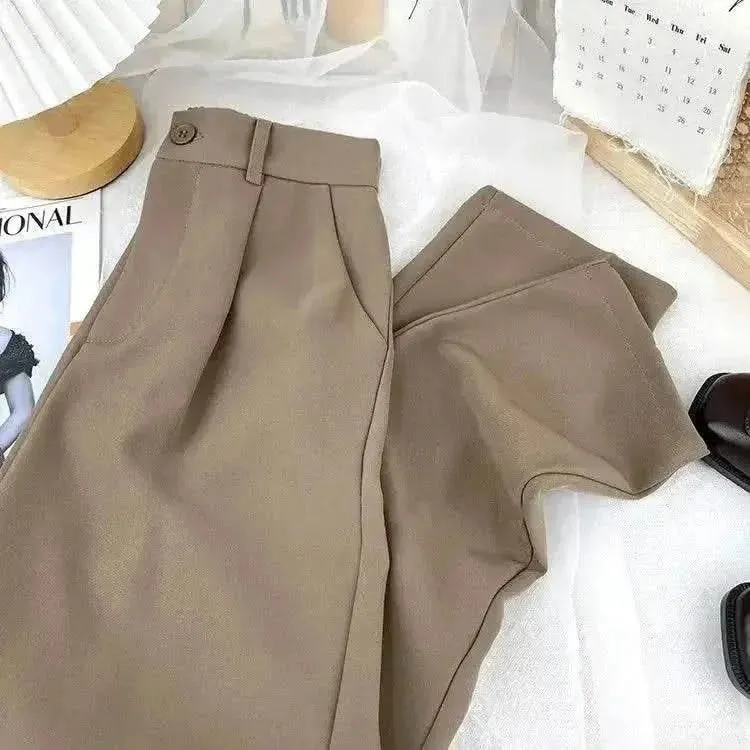 Fall Spring Black Suit Harem Pants for Women