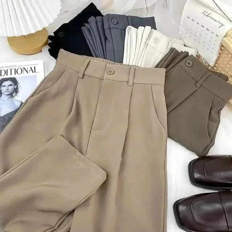 Fall Spring Black Suit Harem Pants for Women