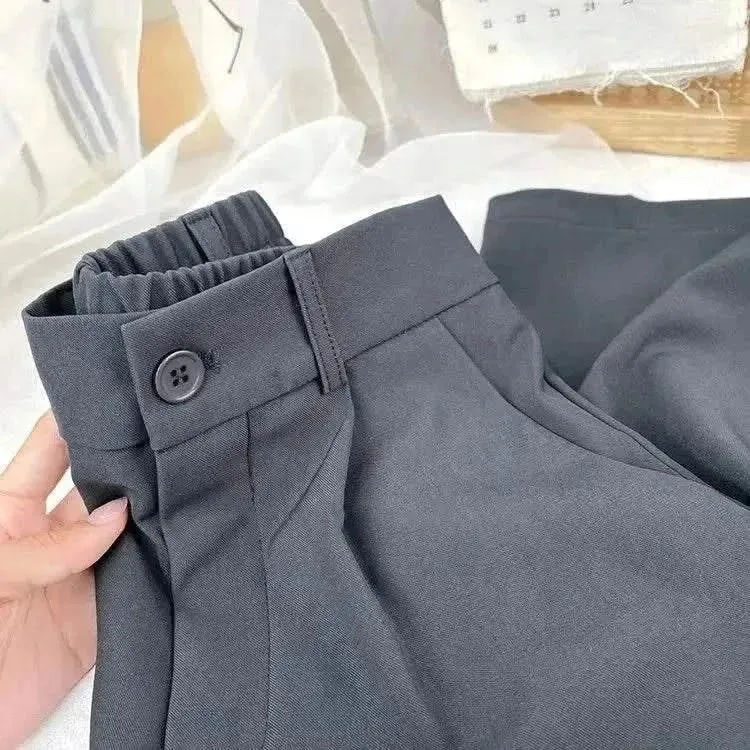 Fall Spring Black Suit Harem Pants for Women