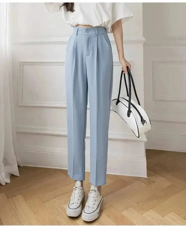 Fall Spring Black Suit Harem Pants for Women