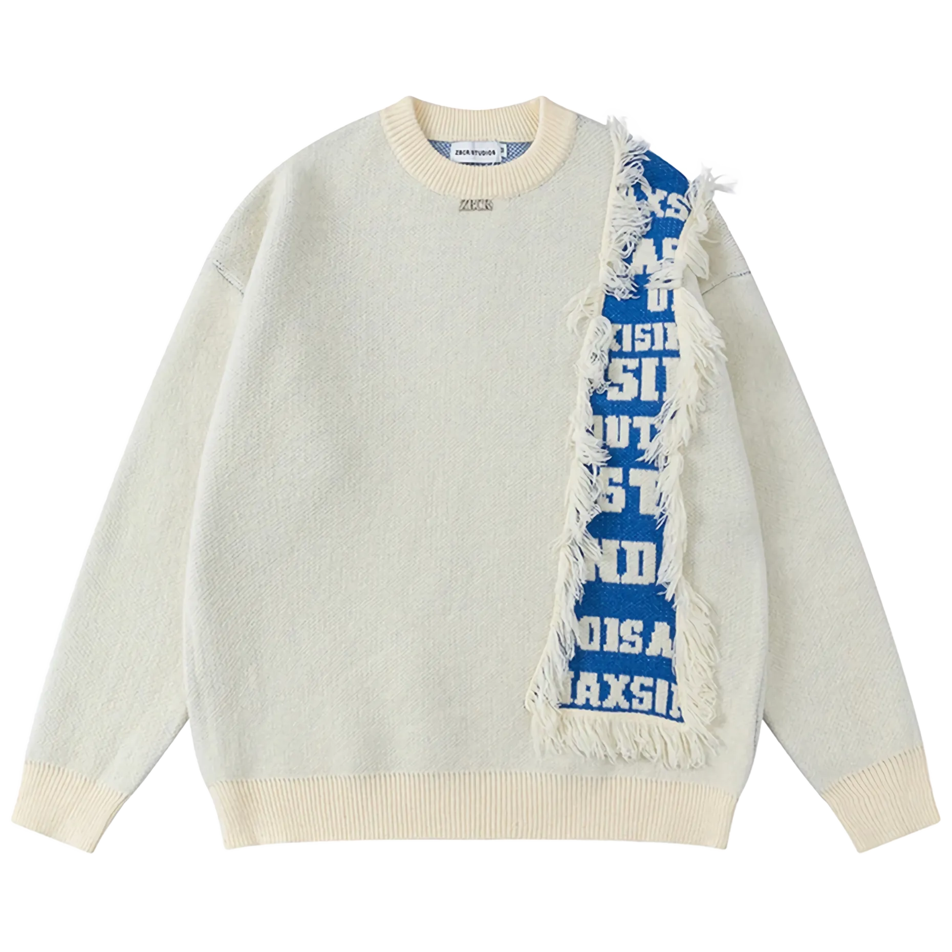 Fringe Accent Varsity Sweater