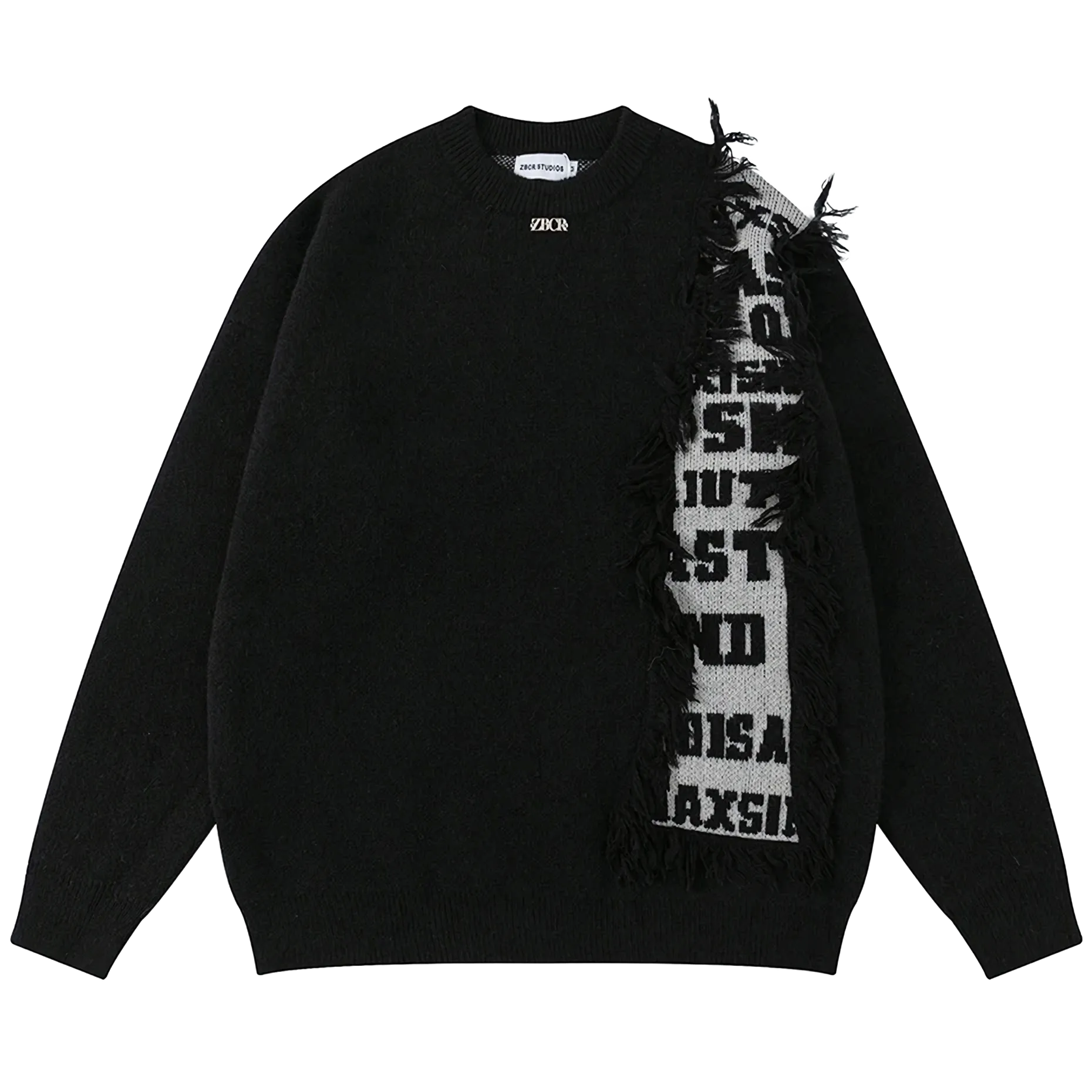 Fringe Accent Varsity Sweater