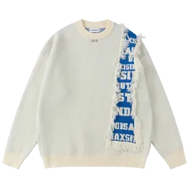 Fringe Accent Varsity Sweater