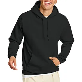 Hanes Men's Pullover EcoSmart Hooded Sweatshirt, Black, Large