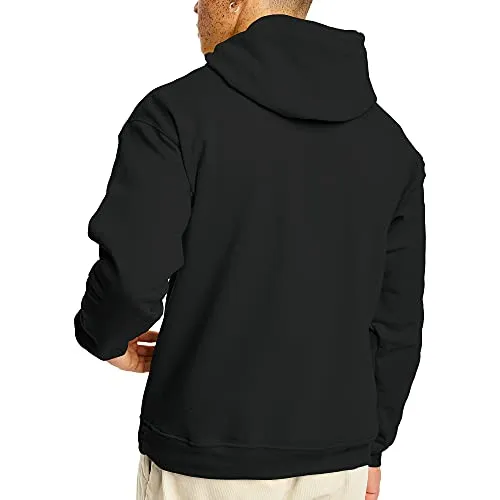 Hanes Men's Pullover EcoSmart Hooded Sweatshirt, Black, Large