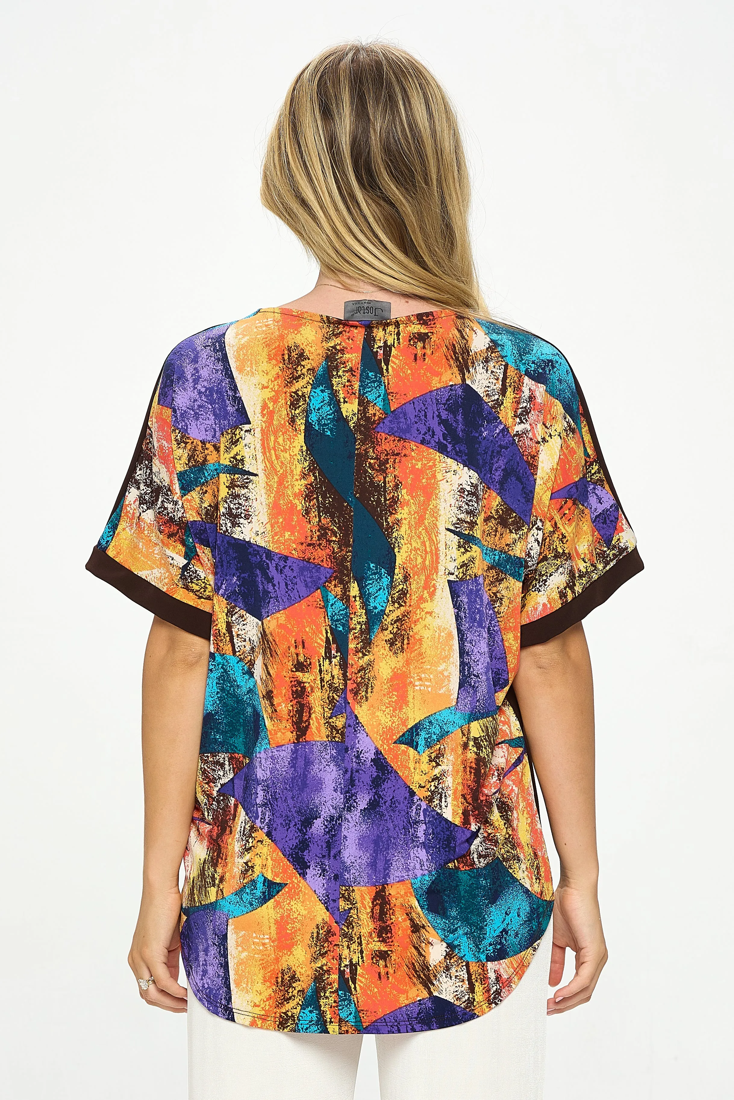 HIT Inbinding Neck Contrast Dolman Sleeve Top-3104HT-SRP1-C-W417