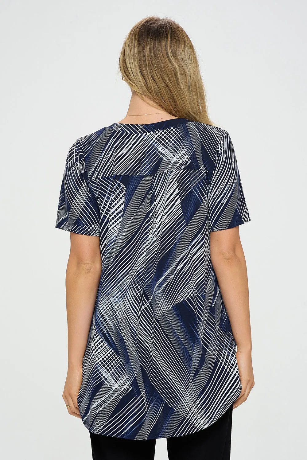 HIT Notch Neck Rolled Sleeve Top-3059HT-SRP1-W260