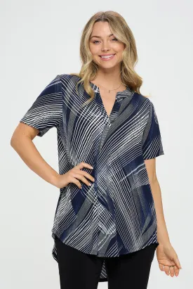 HIT Notch Neck Rolled Sleeve Top-3059HT-SRP1-W260