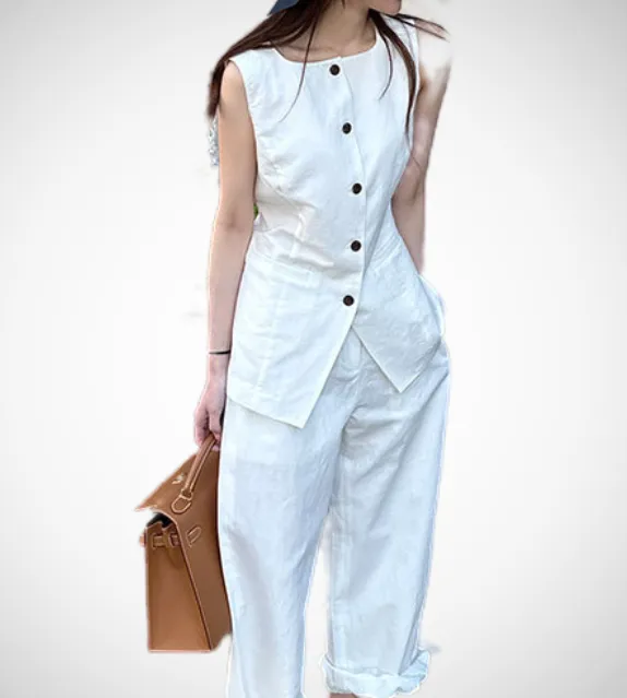 Jaxon Button-Down Top Vest and Trouser Set