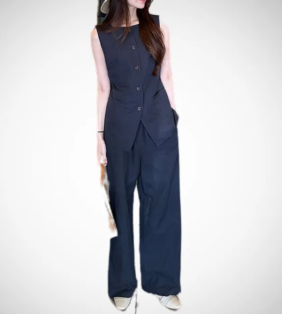 Jaxon Button-Down Top Vest and Trouser Set