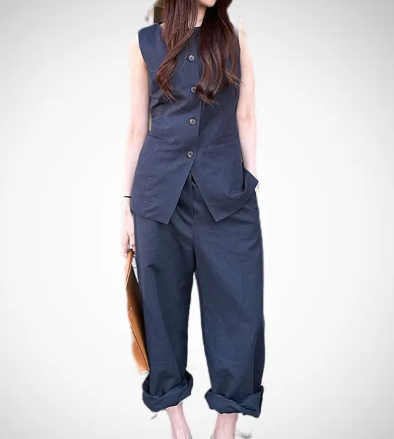 Jaxon Button-Down Top Vest and Trouser Set