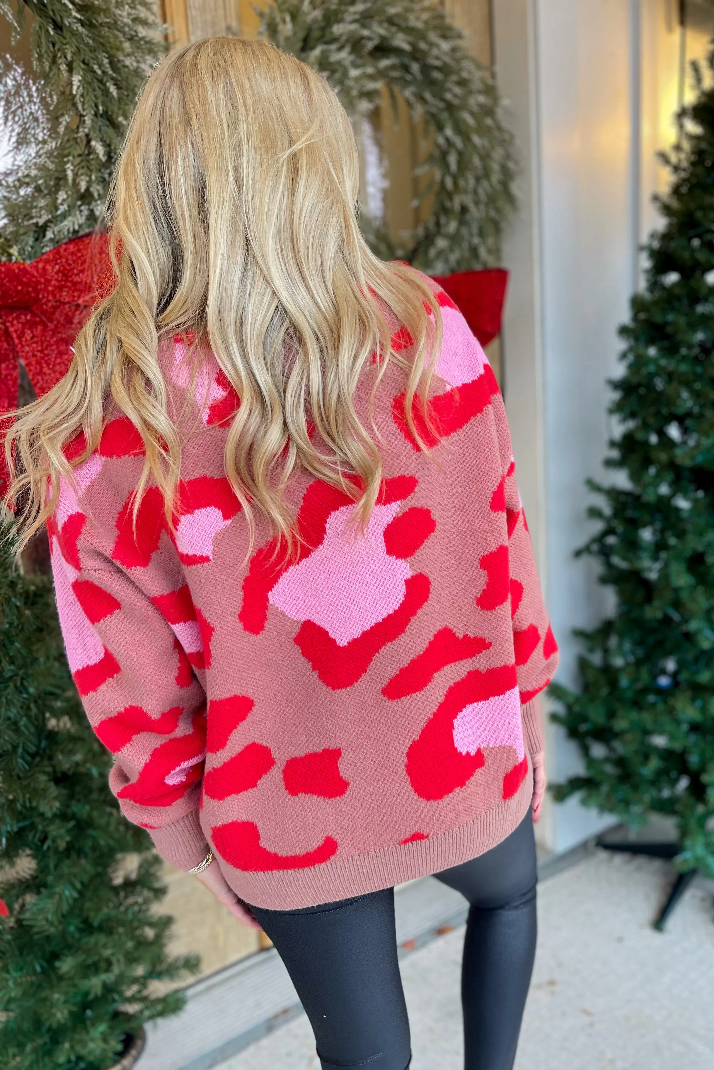 Jerica Animal Print Long Sleeve Loose Fit Sweater