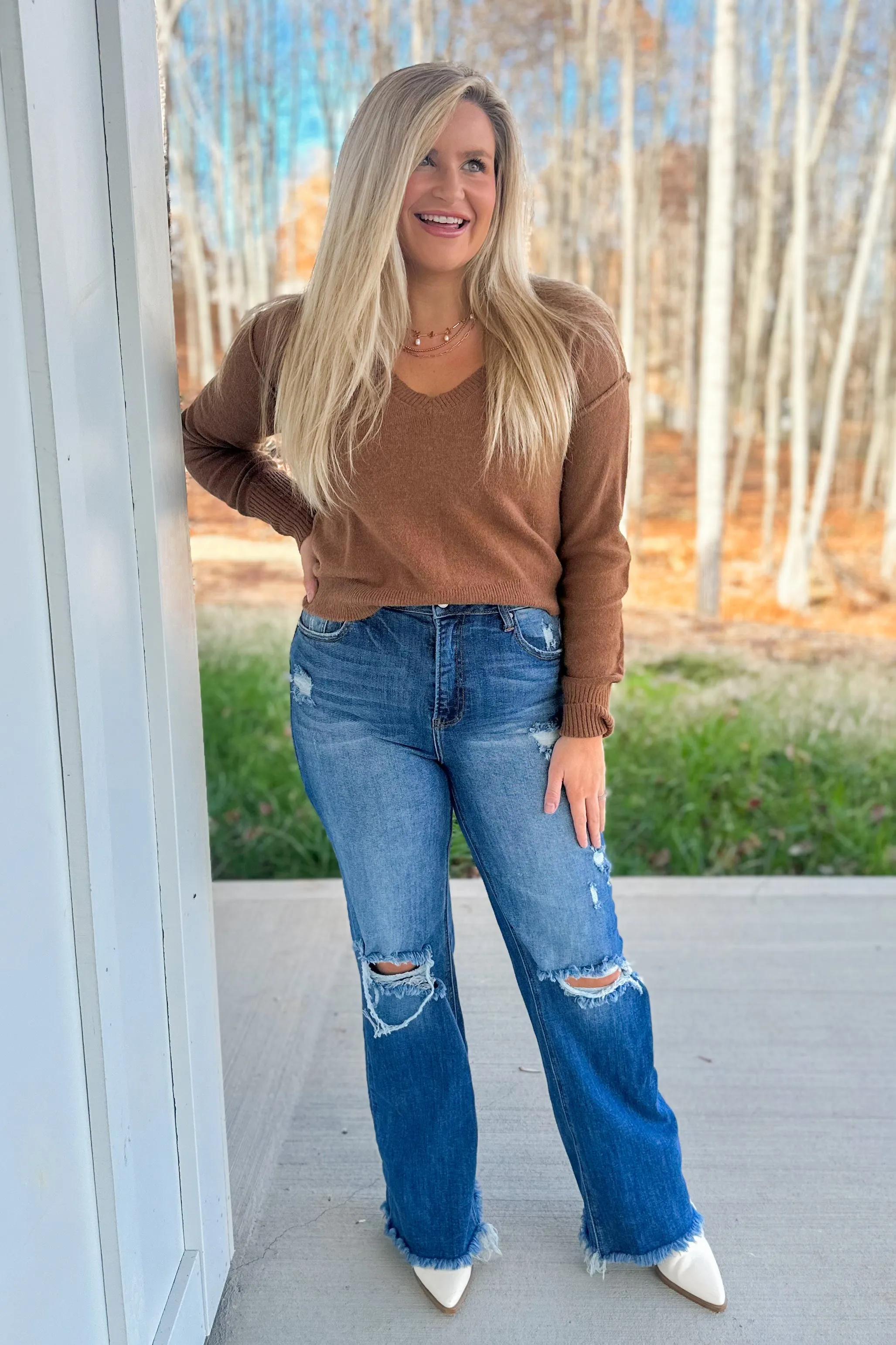 Kingston Long Sleeve V Neck Pullover Sweater [S-3X] *FINAL SALE*