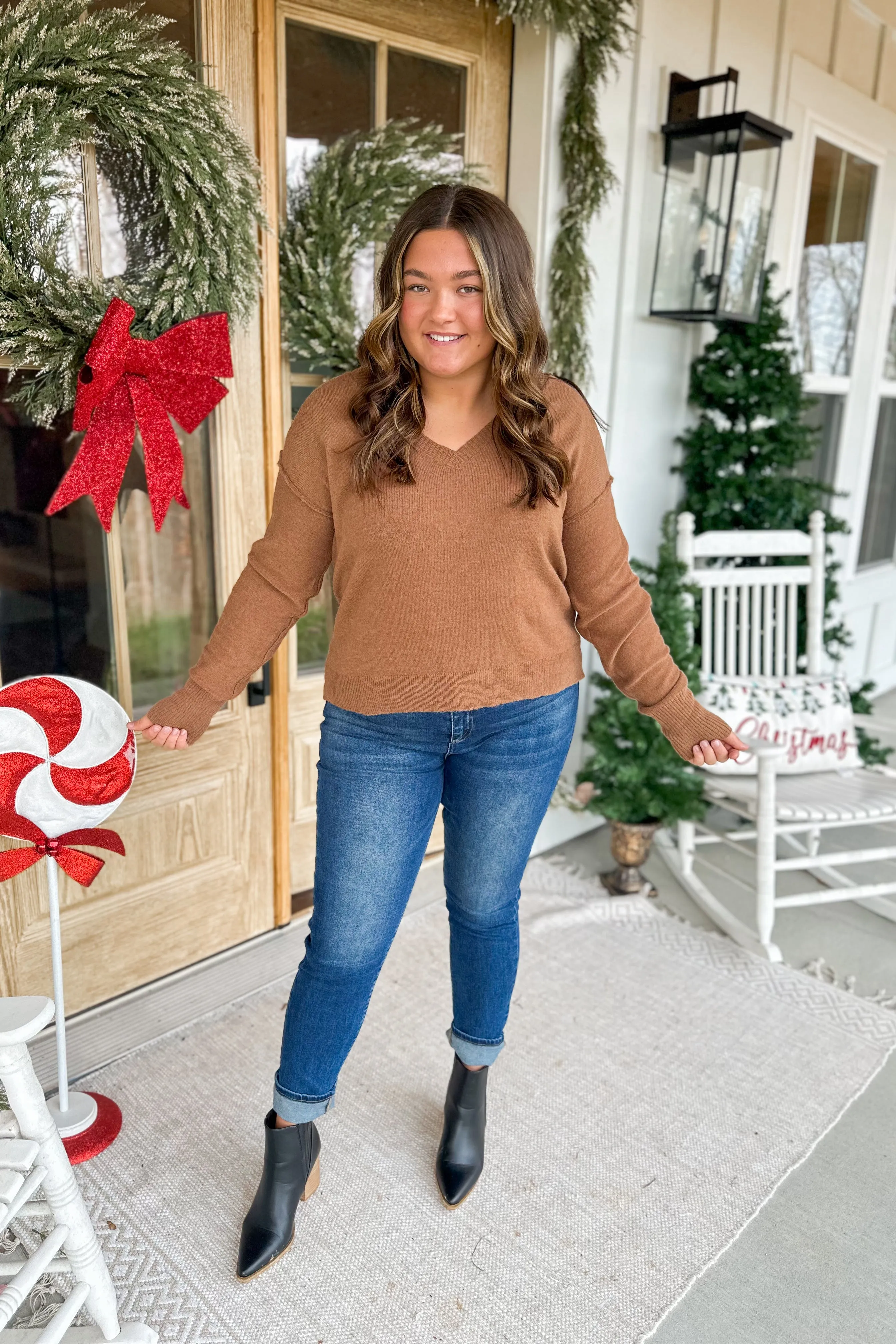 Kingston Long Sleeve V Neck Pullover Sweater [S-3X] *FINAL SALE*