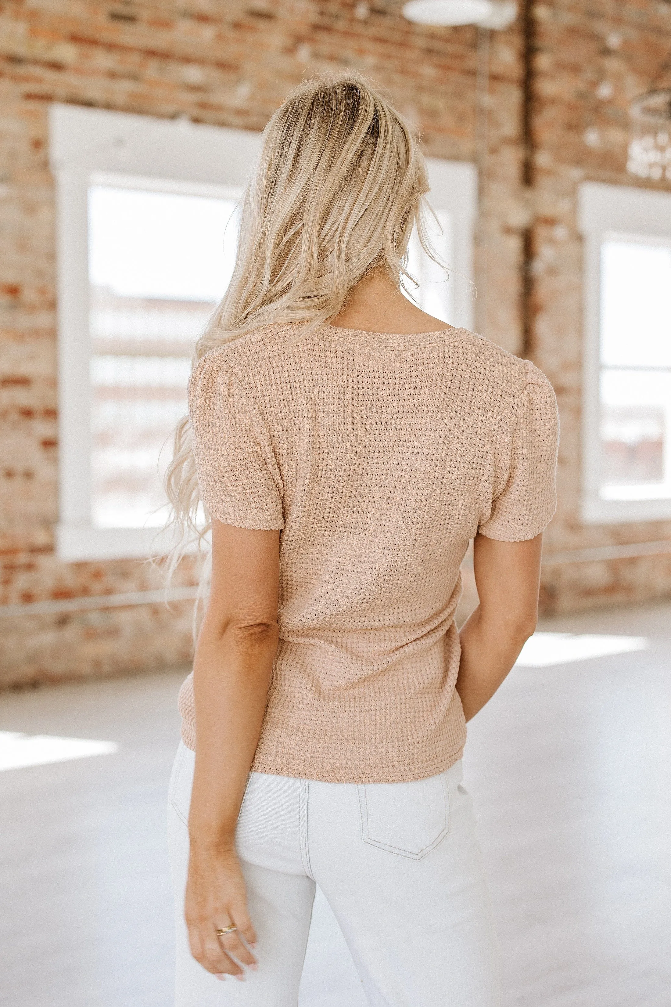 Klein Waffle Knit V-Neck Top | S-XL
