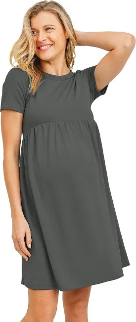 LaClef Women's Maternity Casual Mini T-Shirt Dress
