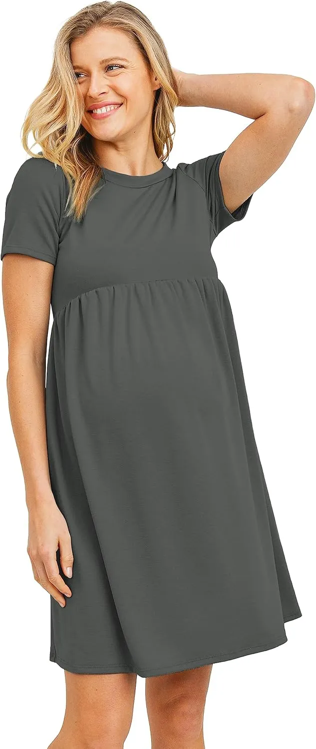 LaClef Women's Maternity Casual Mini T-Shirt Dress