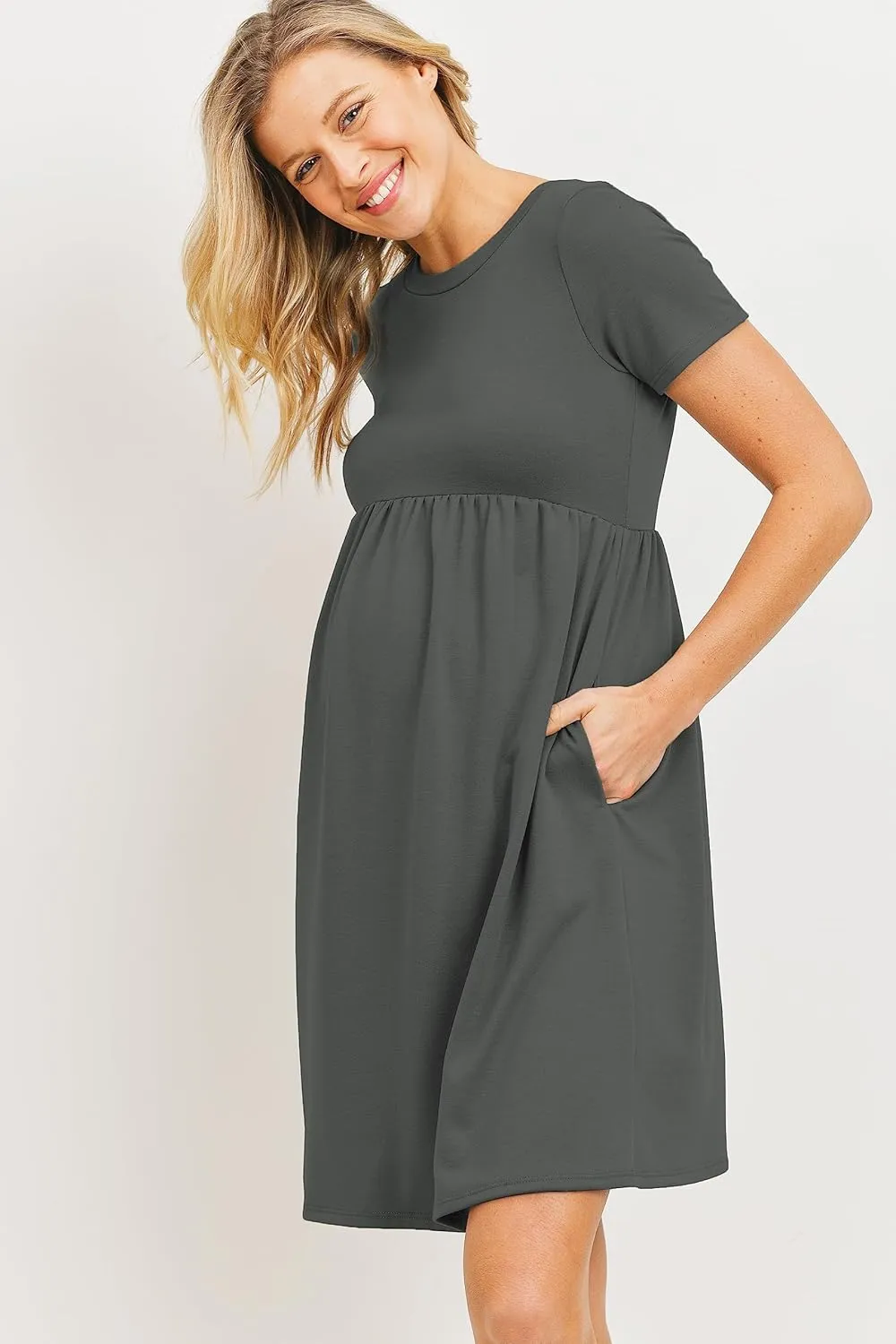 LaClef Women's Maternity Casual Mini T-Shirt Dress