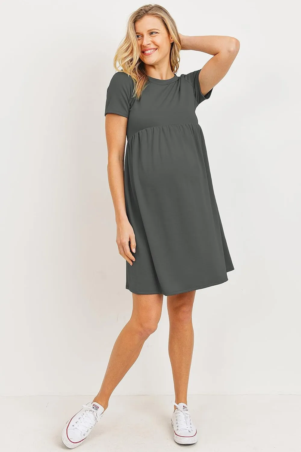 LaClef Women's Maternity Casual Mini T-Shirt Dress