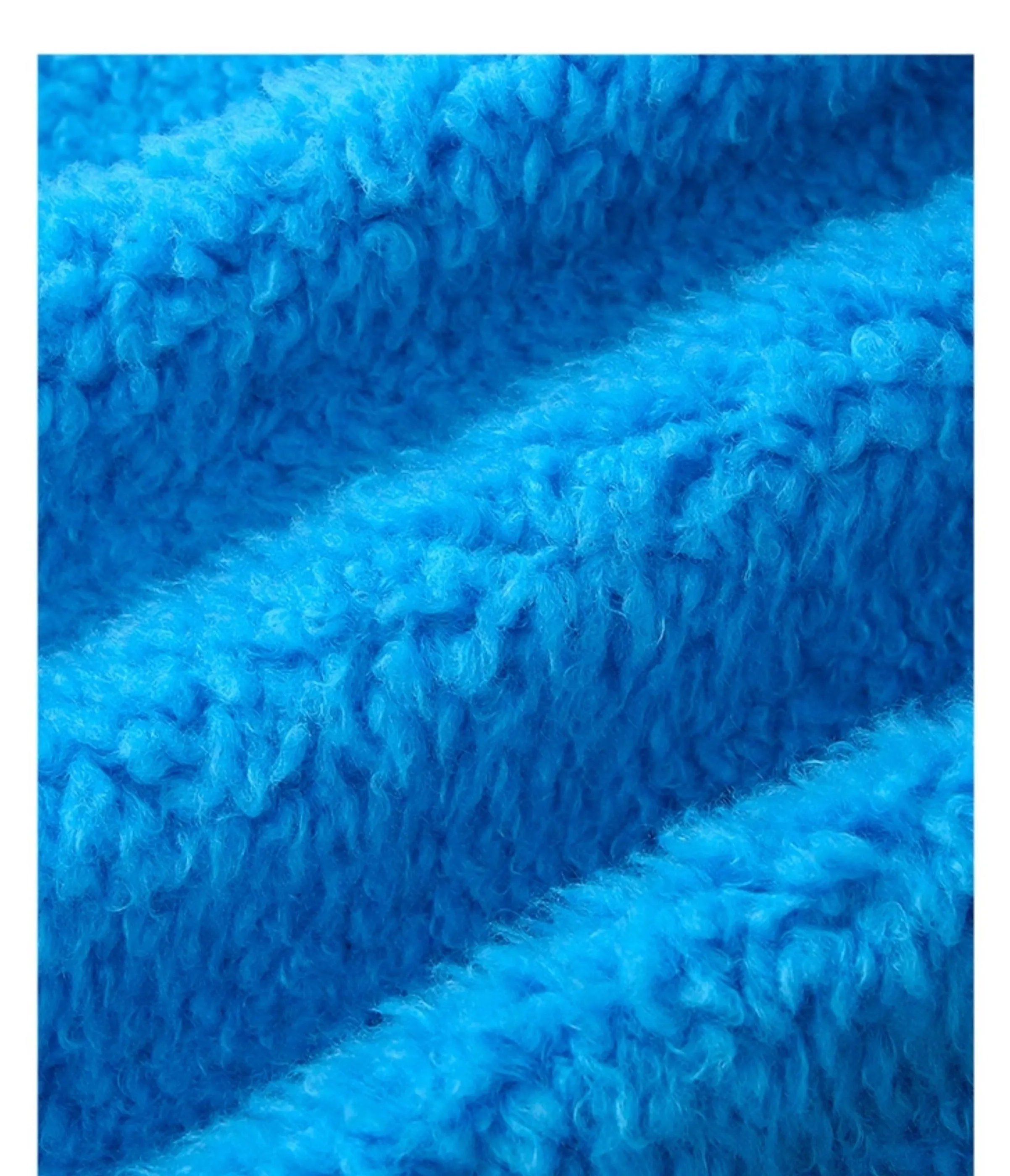 LEDI W croped winter faux lambwool blue fuzz coat - Llege