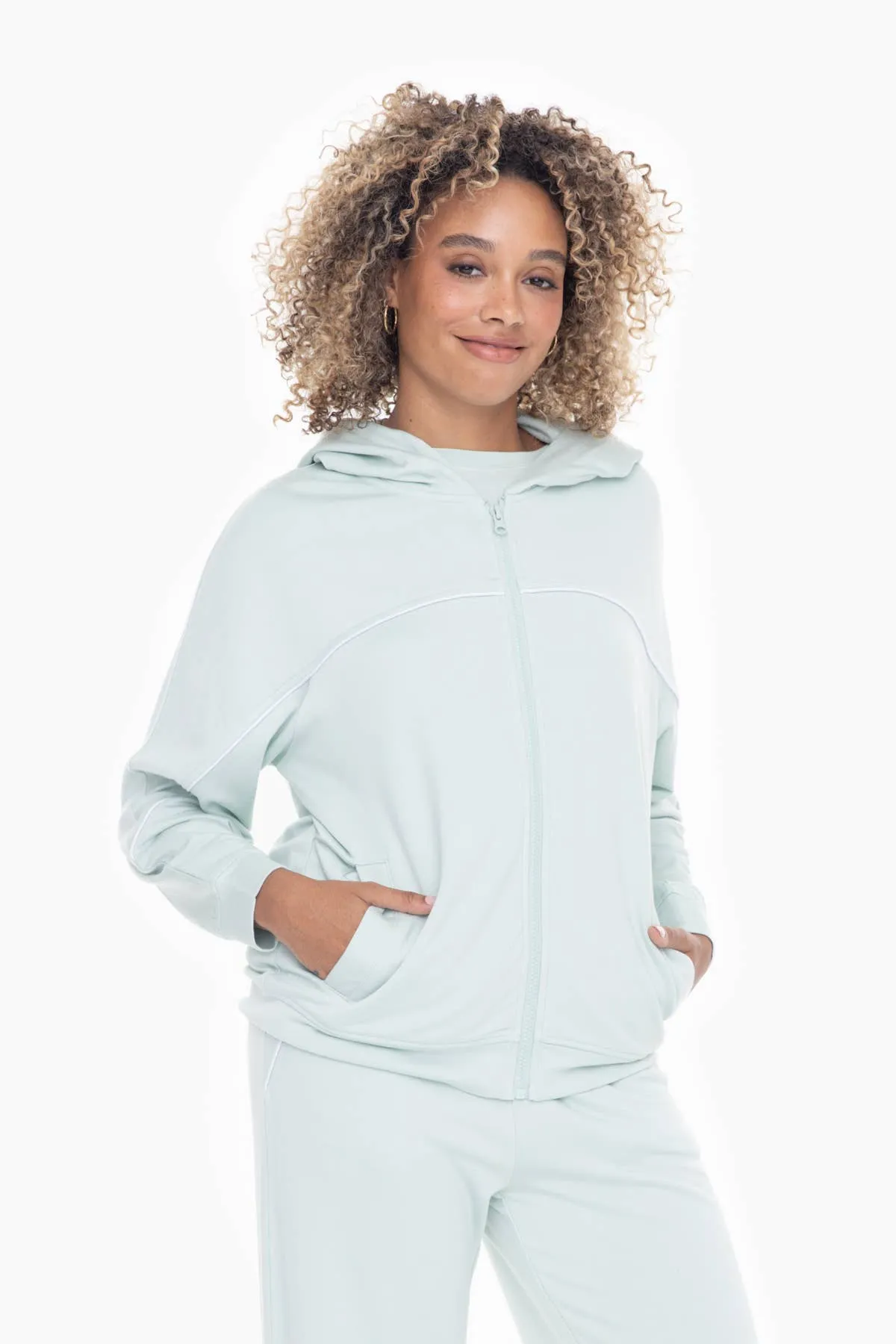 Lilac Dolman Sleeve Fleece Hoodie