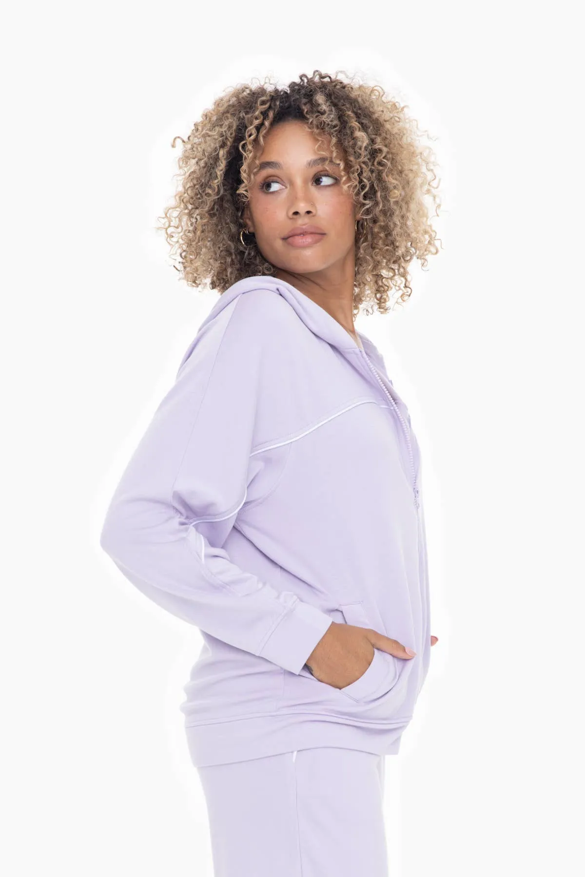 Lilac Dolman Sleeve Fleece Hoodie