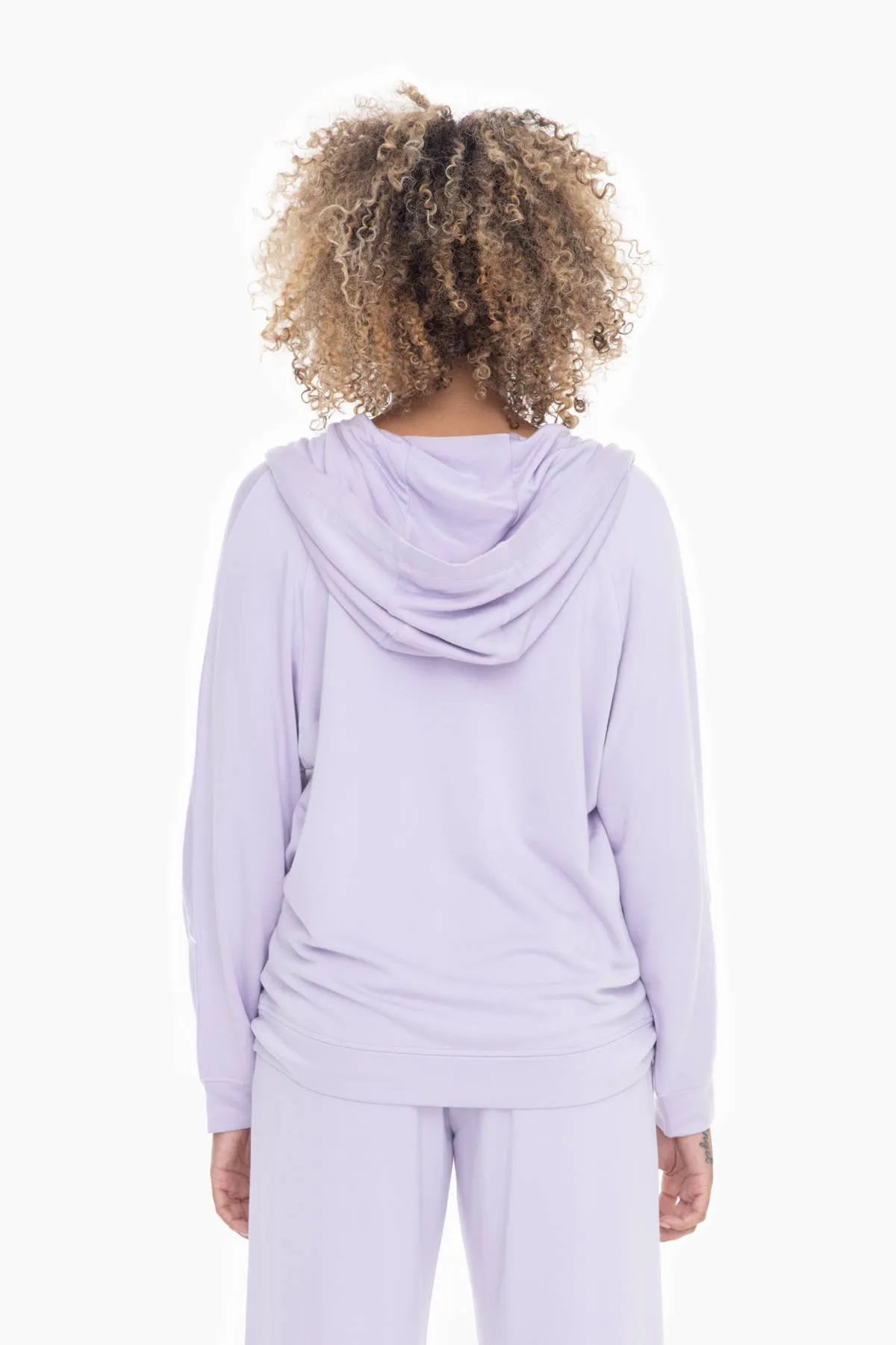 Lilac Dolman Sleeve Fleece Hoodie