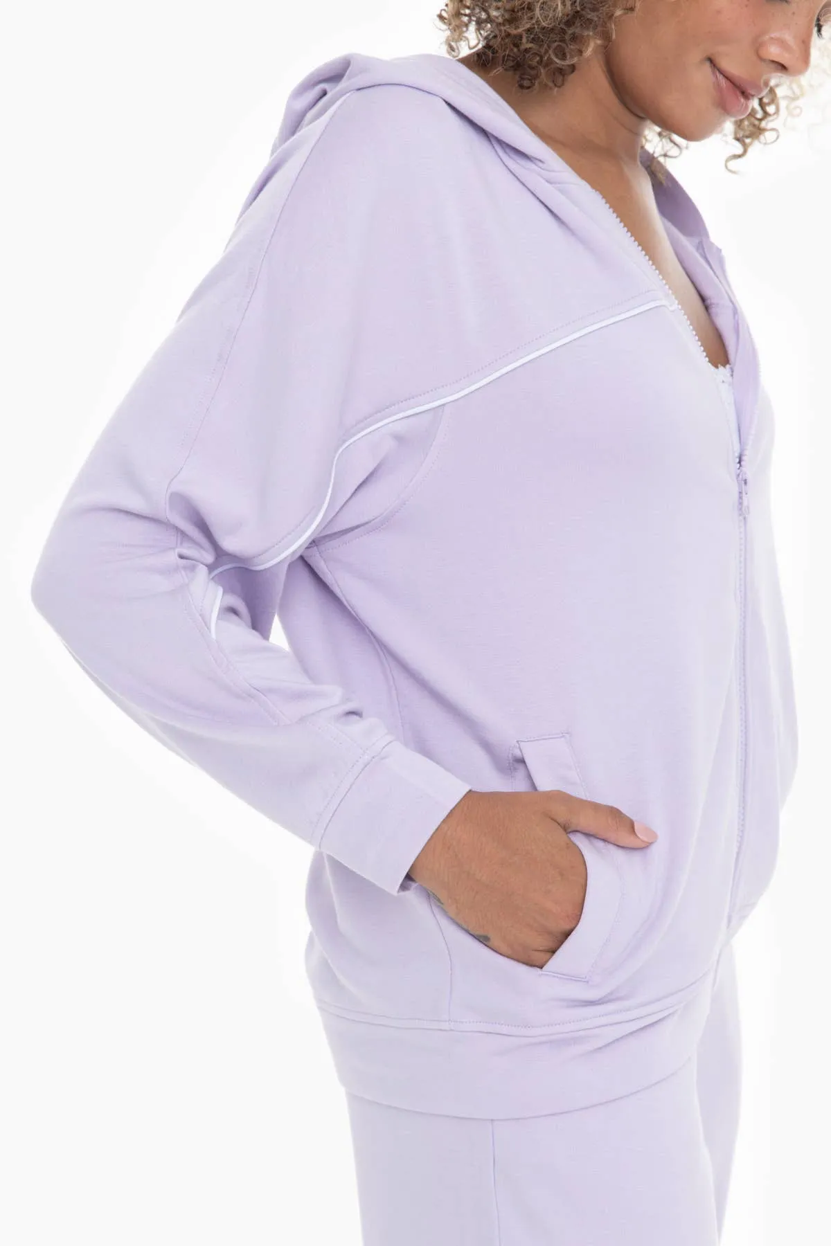 Lilac Dolman Sleeve Fleece Hoodie