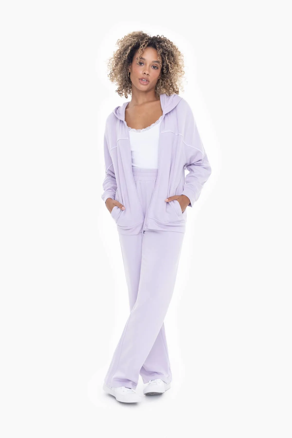 Lilac Dolman Sleeve Fleece Hoodie