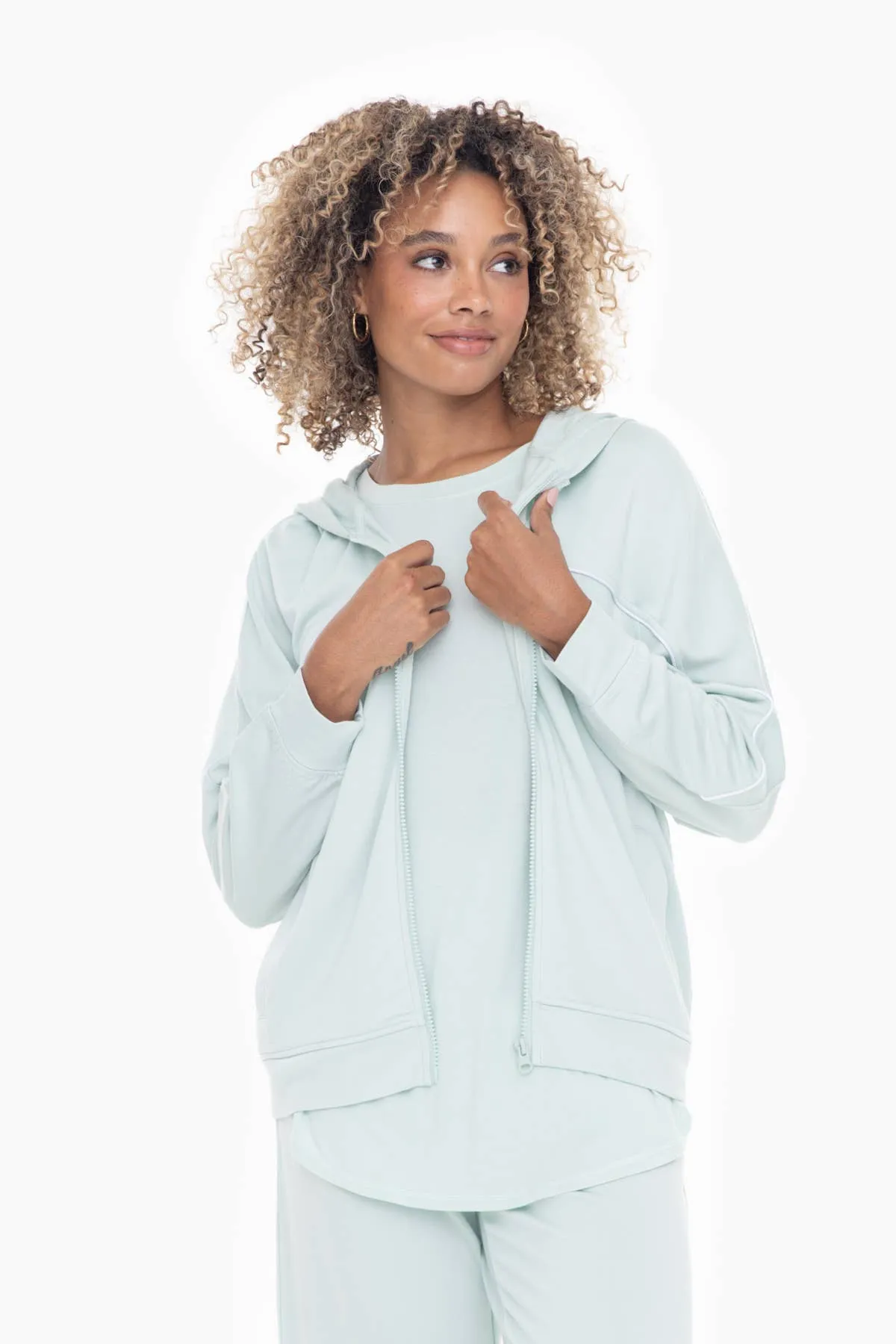 Lilac Dolman Sleeve Fleece Hoodie