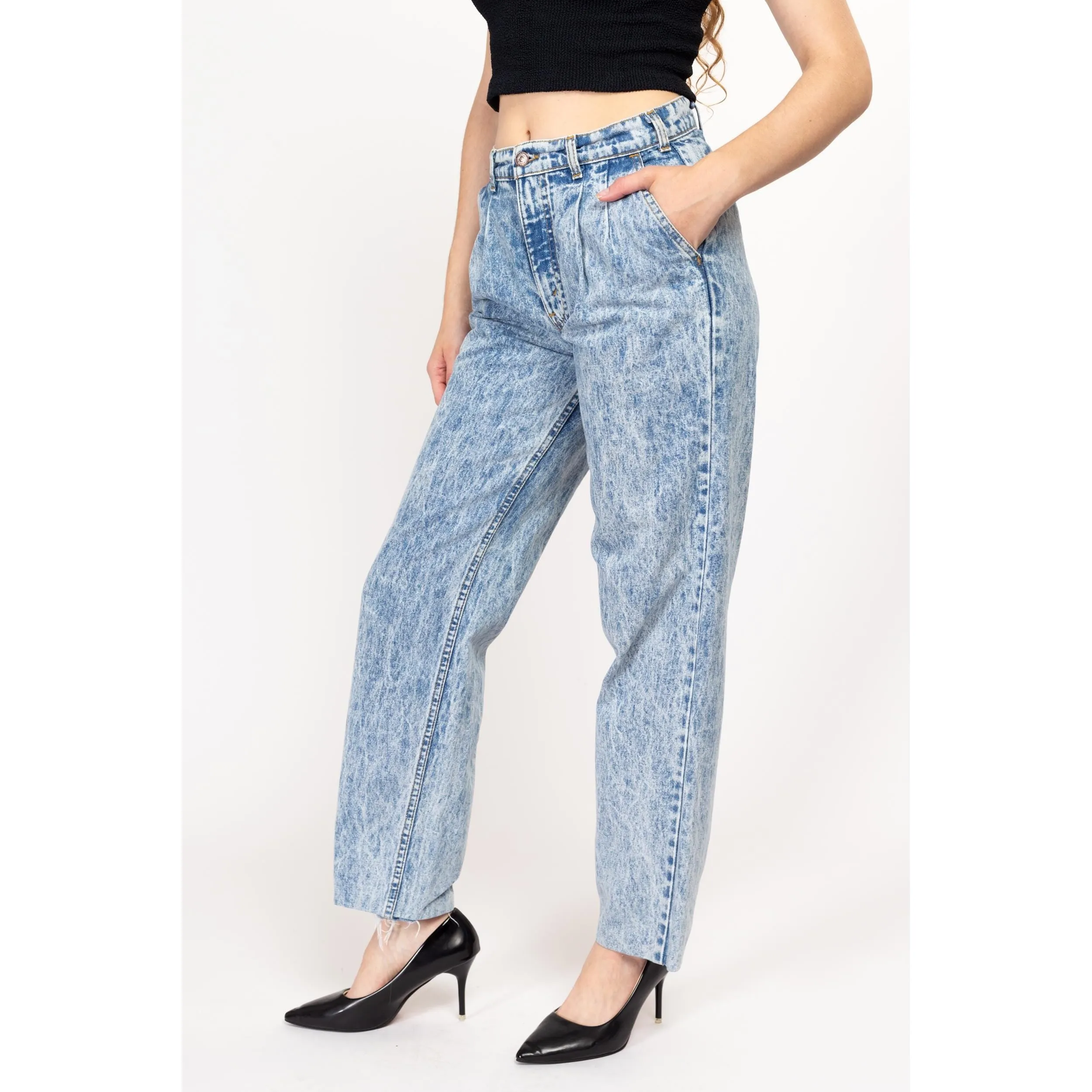 Medium 80s Levi's Acid Wash High Waisted Jeans 29"