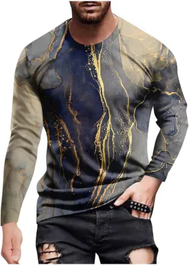 Men's 2023 Autumn Casual T Shirt Graphic Abstract Long Sleeve Print Fashion Shirts Designer Vintage Blouse Tops