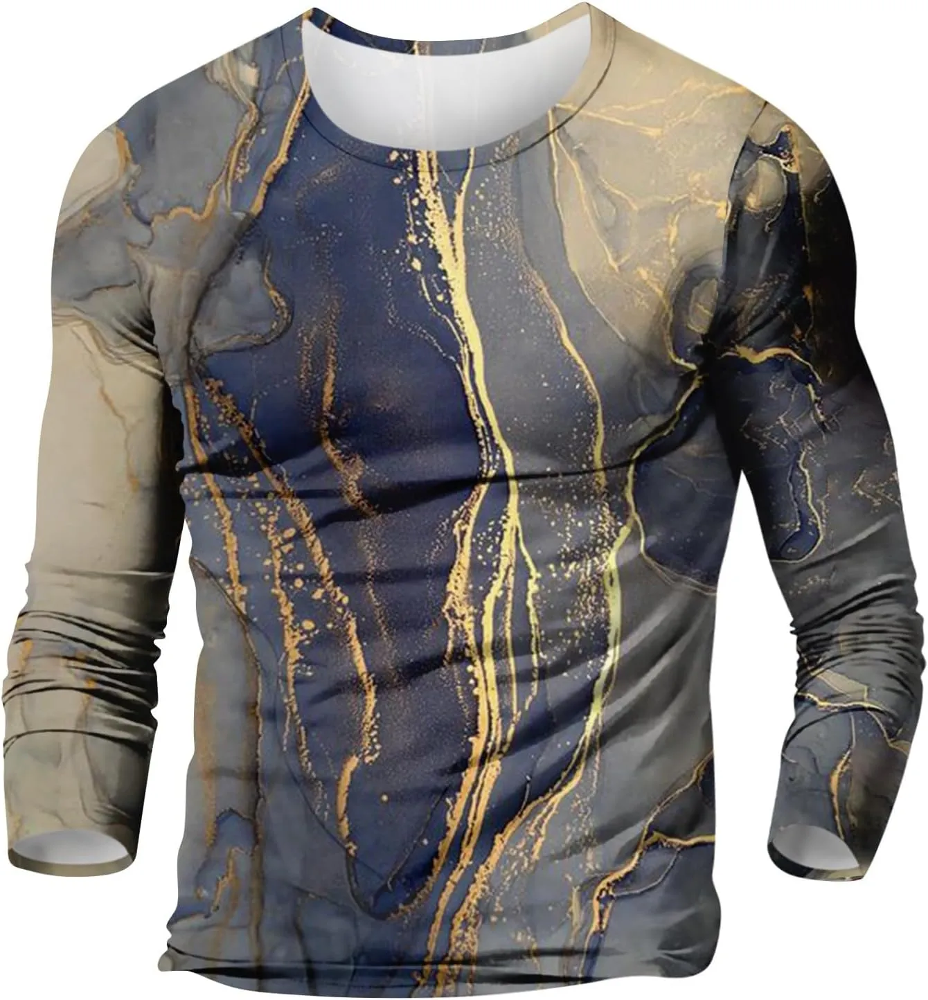 Men's 2023 Autumn Casual T Shirt Graphic Abstract Long Sleeve Print Fashion Shirts Designer Vintage Blouse Tops