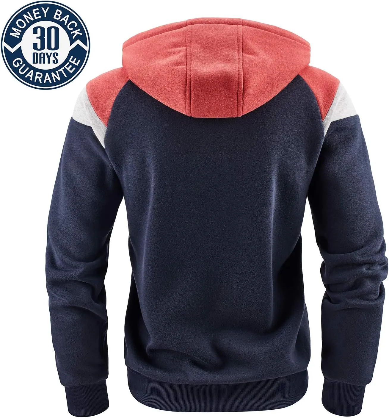 Men's Full Zip Fleece Hoodie zippered Color Block hooded slim Fit Long Sleeve Lightweight Sweatshirt