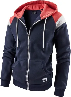 Men's Full Zip Fleece Hoodie zippered Color Block hooded slim Fit Long Sleeve Lightweight Sweatshirt