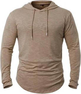Men's Hooded Shirts Long Sleeve Athletic Workout Sport Hoodie Casual Lightweight Sweatshirt Quick Dry Pullover Tops