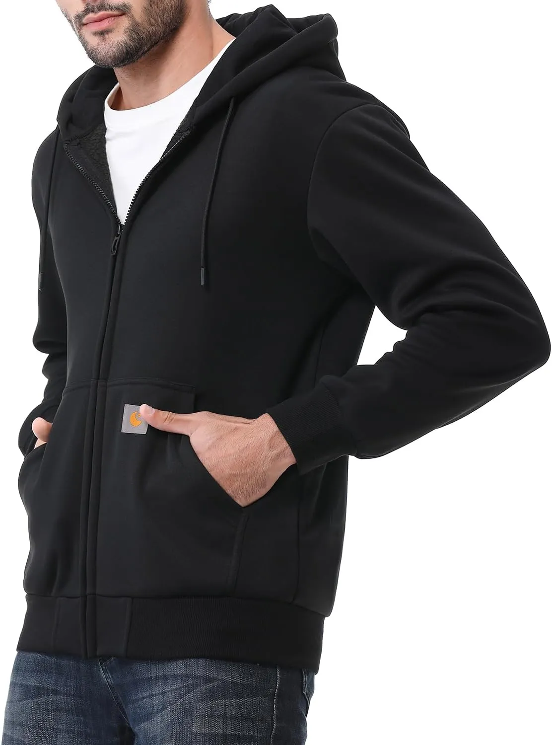 Men's Loose Fit Heavyweight Full Zip Fleece-Lined Hoodie Sweatshir