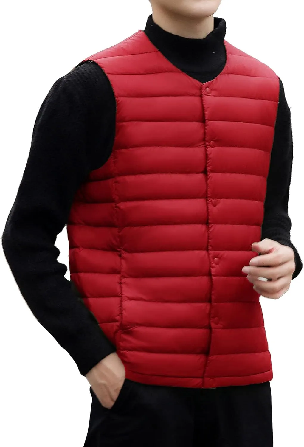 Men's Round Neck Down Vest Jacket Coat Ultralight Gilet With White Duck Down Packable Down Gilet Lightweight Work