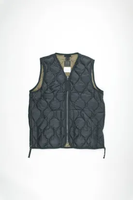 Military V Neck W-Zip Down Vest (Soft Shell) | Black
