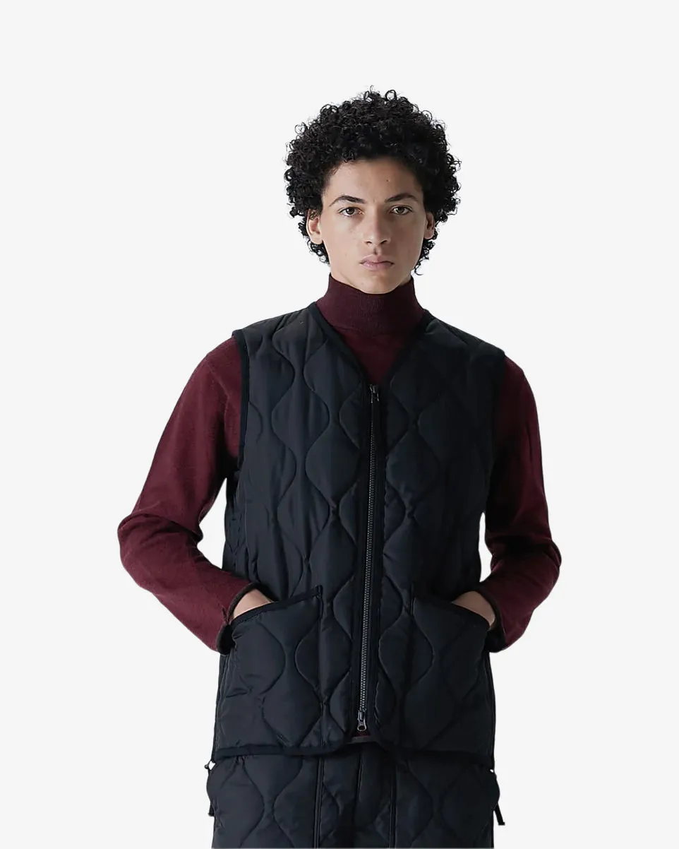 MILITARY ZIP V-NECK VEST - BLACK