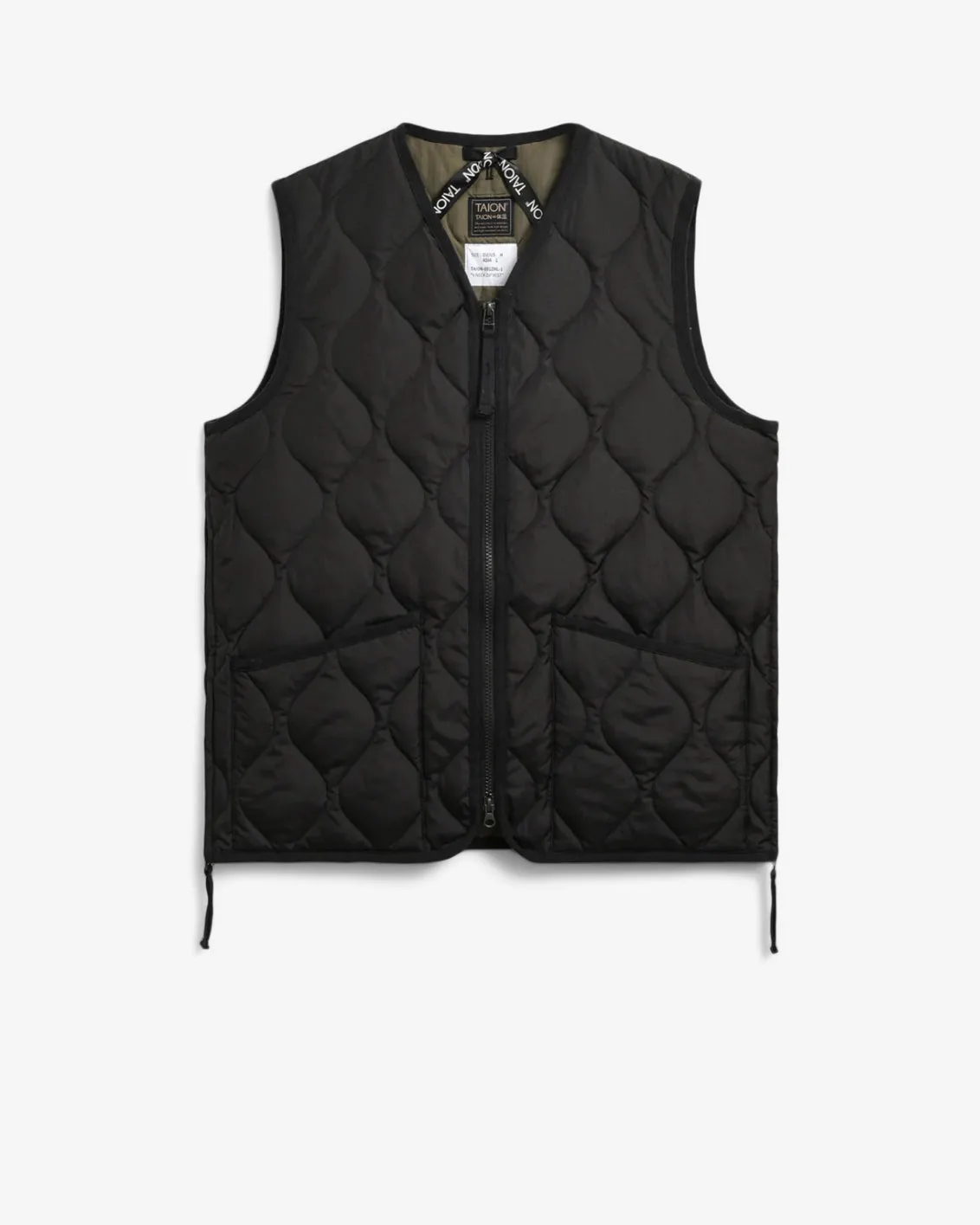 MILITARY ZIP V-NECK VEST - BLACK