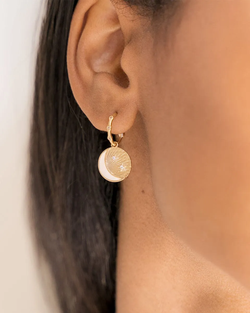 Mother Moon Crescent Huggie Hoops