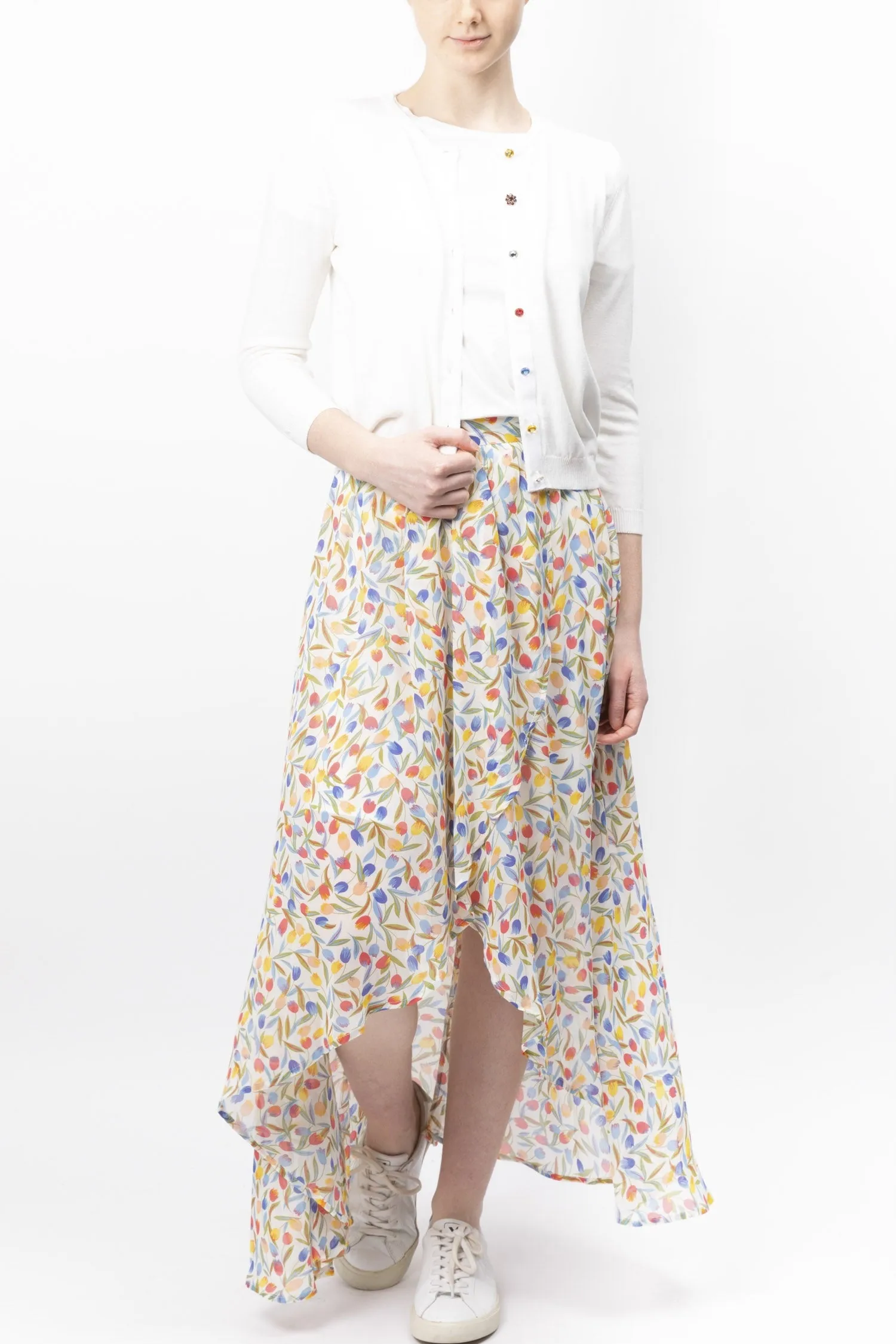 Multi-coloured Button Cotton Cardigan