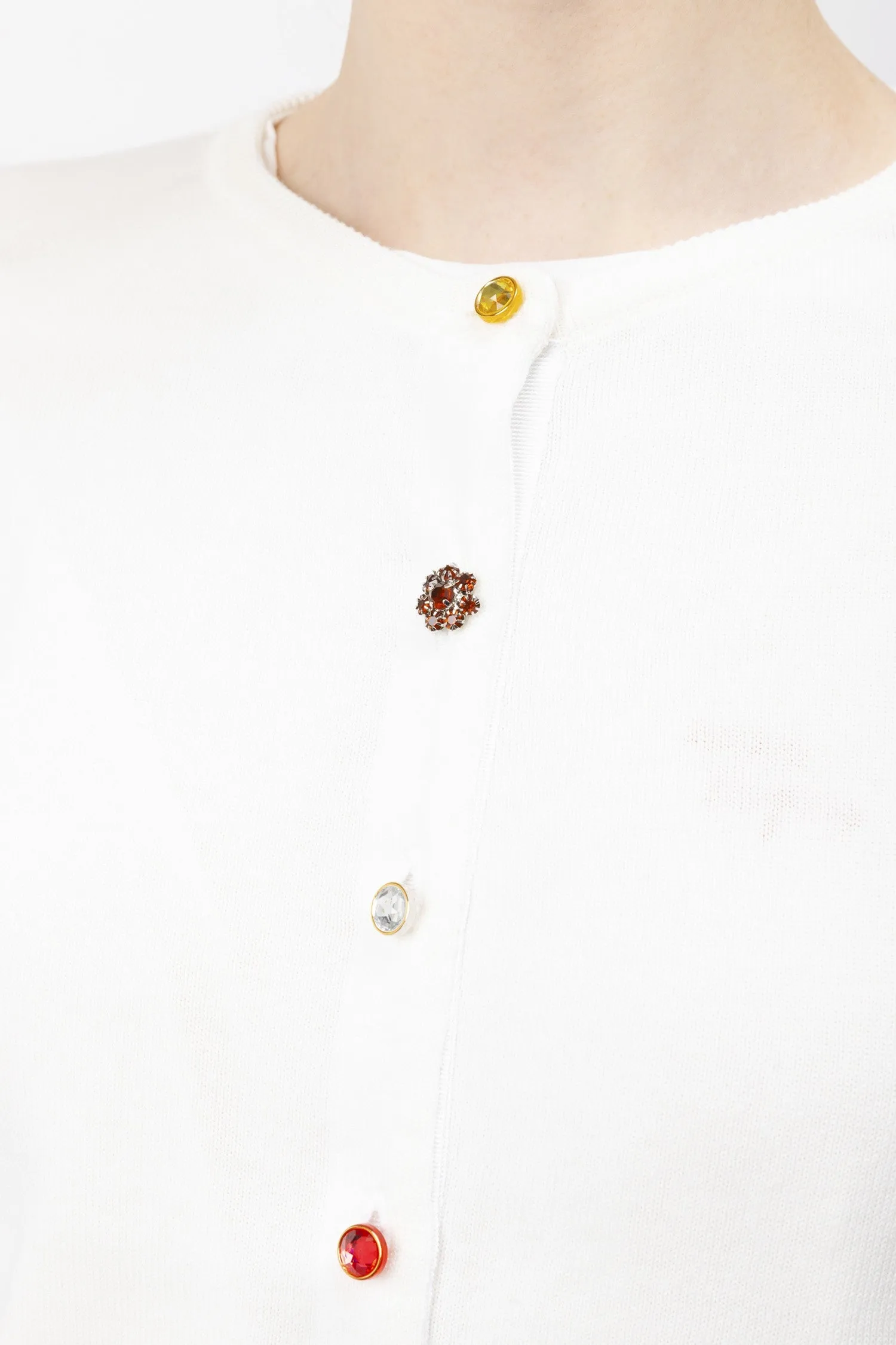 Multi-coloured Button Cotton Cardigan