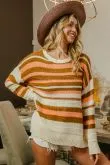Nelly Long Sleeve Textured Stripe Sweater