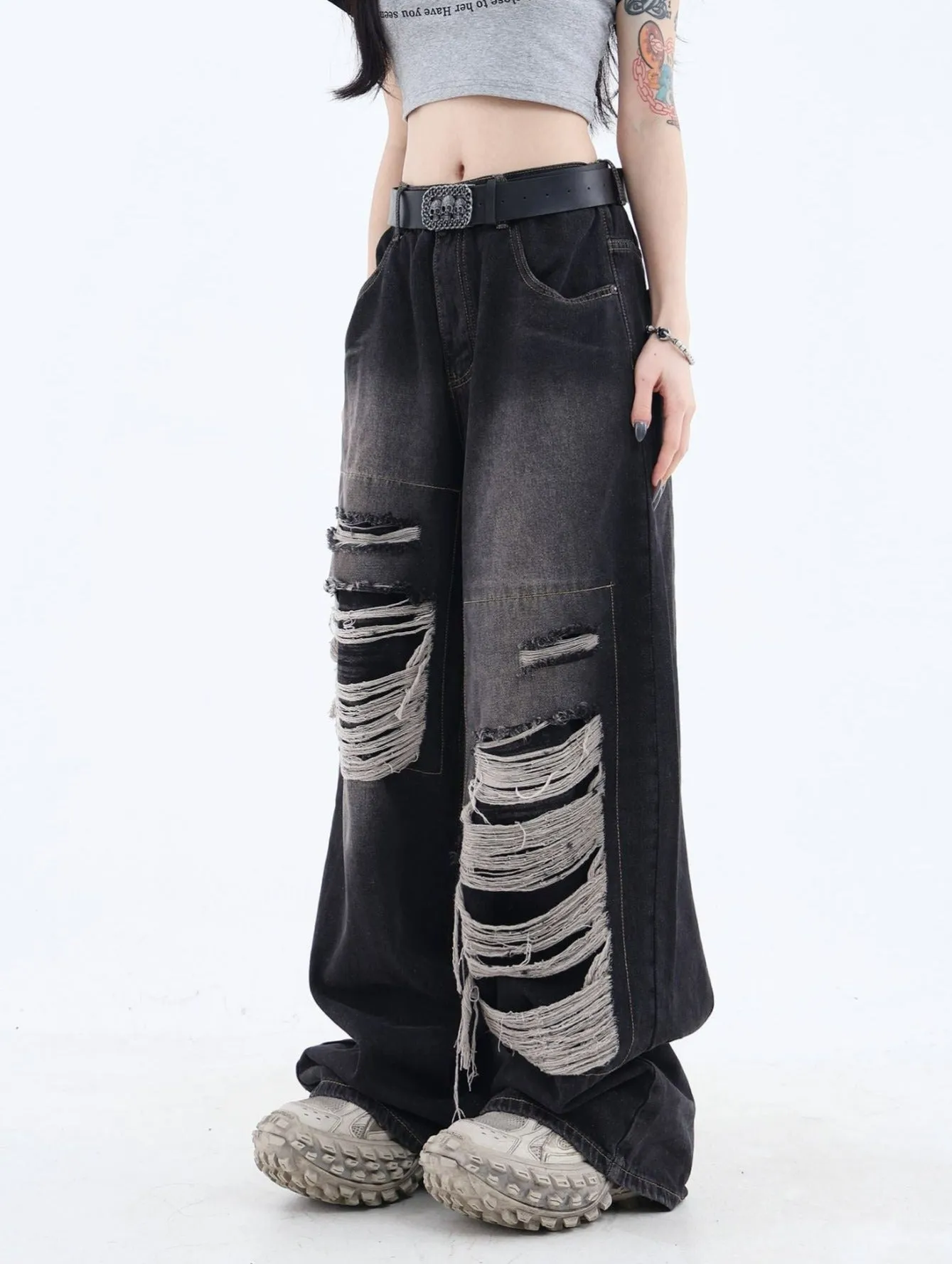 Patched Ripped Jeans