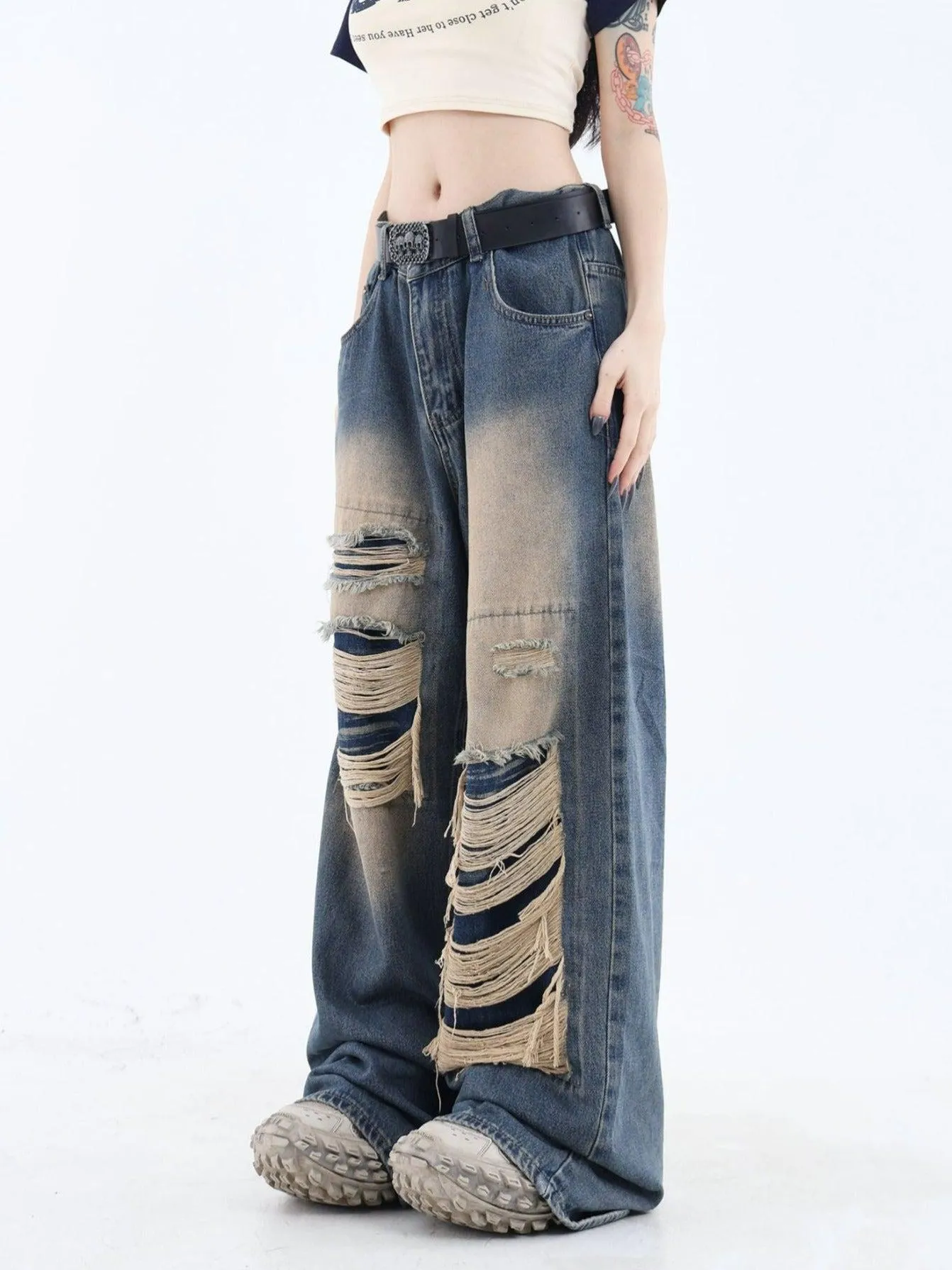 Patched Ripped Jeans